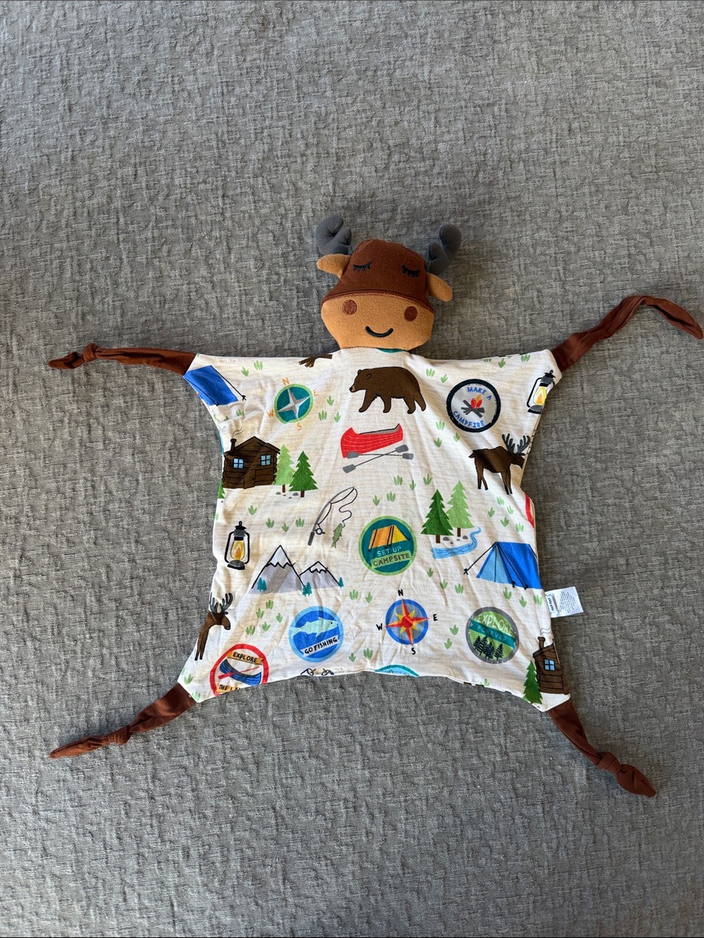 Plush Moose Campfire Security Lovey Brown/Cream